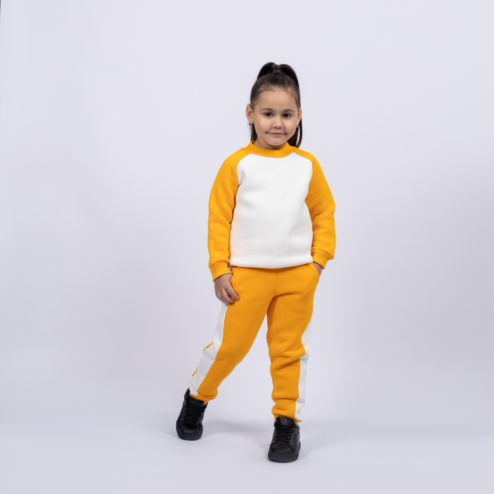 314-А. Свитшот + Штаны, апельсин, хлопок 65%, 35% ПЭ, 3-х нитка (начес) 98,104,110,116