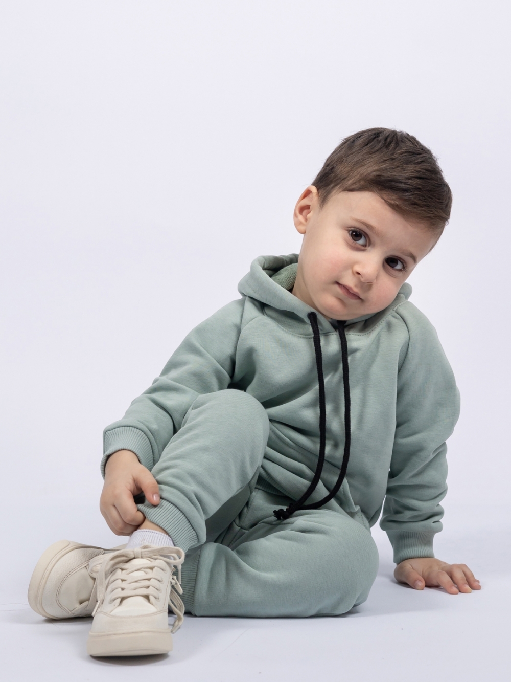 311-ОЛ. Свитшот с капюшоном + Штаны, хлопок 65%, 35% ПЭ, 3-х нитка ( без начеса) олива 98,104,110,116