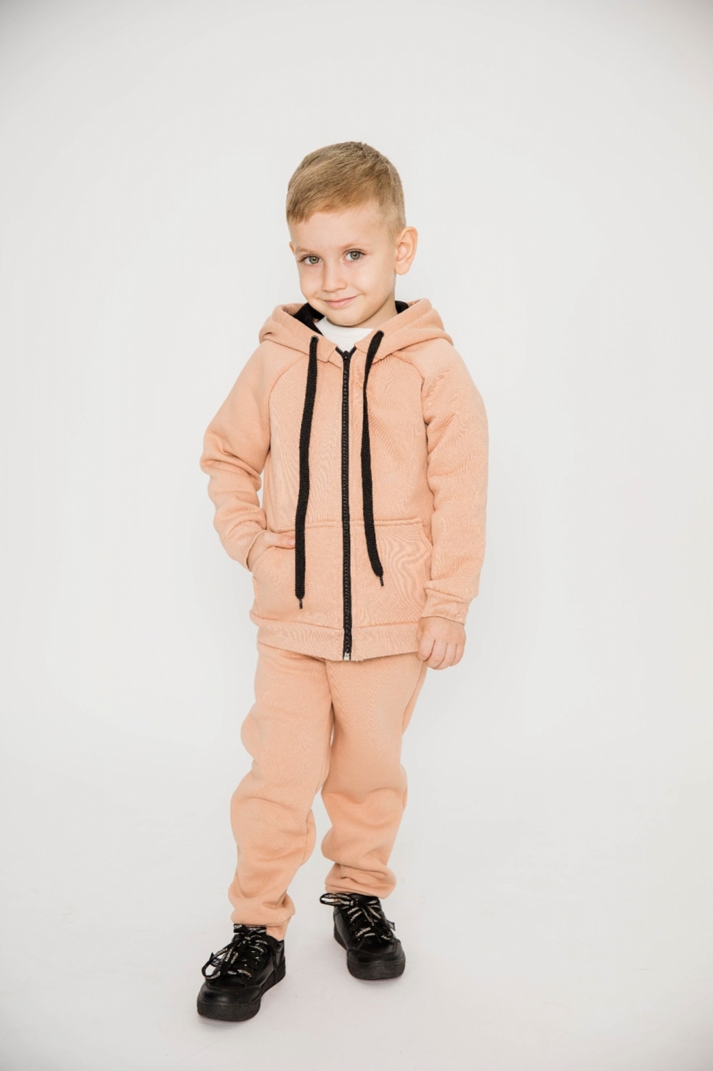 319-К. Костюм детский  на молнии, капучино, хлопок 65%, 35% ПЭ, 3-х нитка (начес) 98,104,110,116