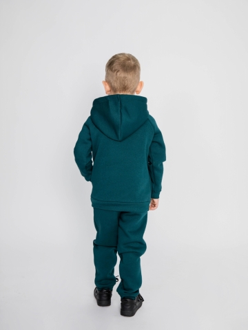 296-И. Свитшот с капюшоном + Штаны, хлопок 65%, 35% ПЭ, 3-х нитка (начес) изумрудный 80,86,92