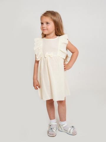 Купить 322-СЛ. Платье из муслина детское, хлопок 100% сливочный, р. 98,104,110,116 в Сургуте