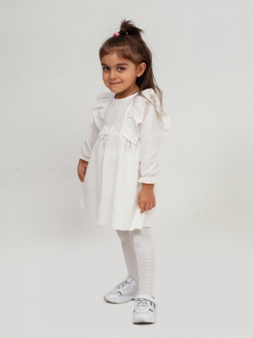 Купить 321-МО. Платье из муслина детское, хлопок 100% молочный, р. 98,104,110,116 в Сургуте