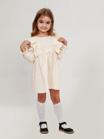 Купить 321-СЛ. Платье из муслина детское, хлопок 100% сливочный, р. 98,104,110,116 в Сургуте