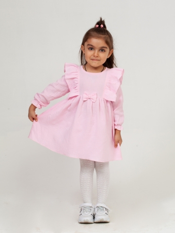 Купить 321-Р. Платье из муслина детское, хлопок 100% розовый, р. 74,80,86,92 в Сургуте
